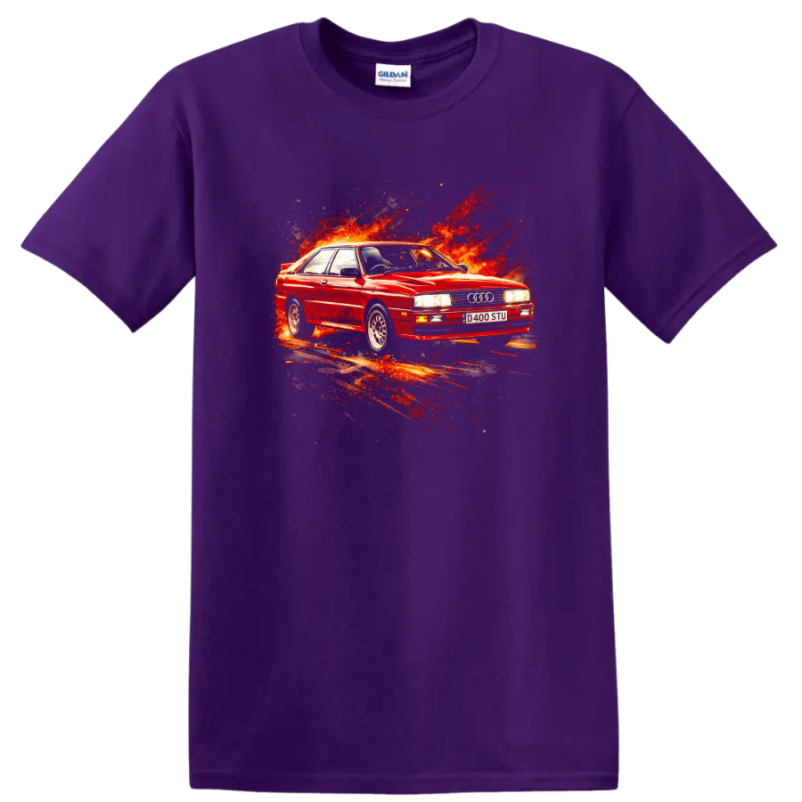 Audi Quattro Old Car Rally Burst T Shirt Classic Sport Coupe Tee