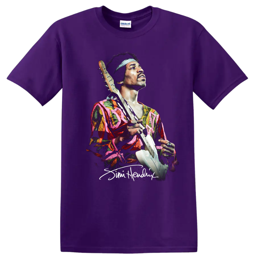 Jimi Hendrix Psychedelic Guitar Portrait Rock Music T Shirt Vintage Tee