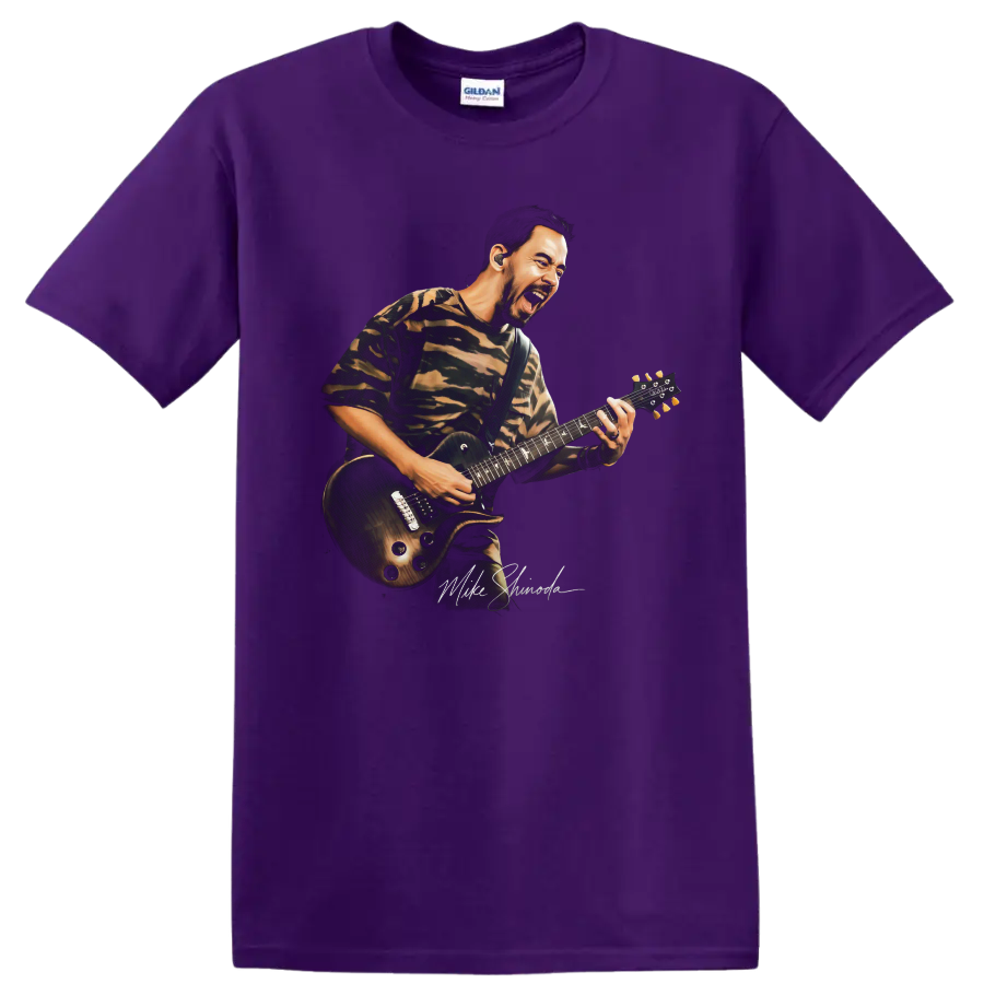 Mike Shinoda Guitar Performance T Shirt Rock Music Concert Tee w/ Energy