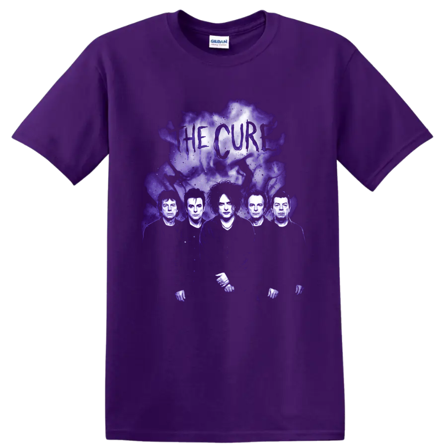 The Cure Gothic Rock T Shirt Robert Smith Purple Smoke Band Portrait Graphic Tee