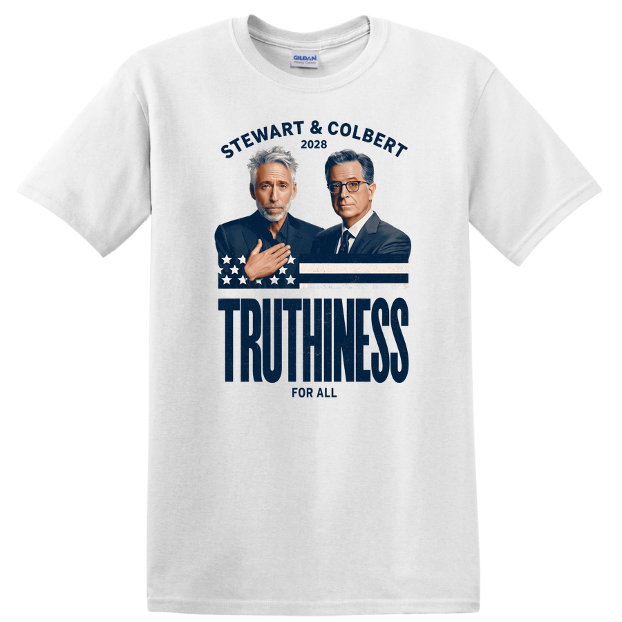 Stewart Colbert 2028 T Shirt Truthiness Political Satire Election Vote Tee Gift
